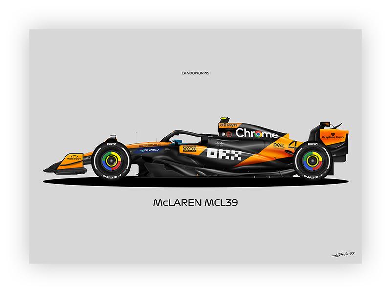 ランド・ノリス マクラーレン MCL39 2025 F1 ポスター：ベクターアート