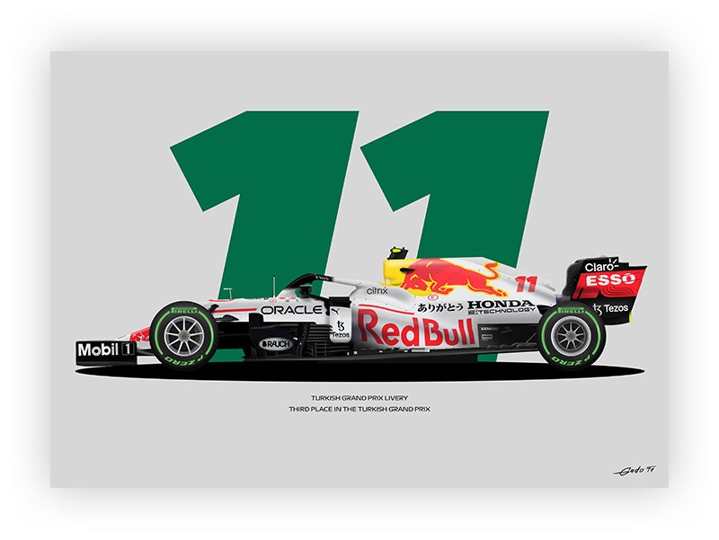 F1 レッドブル RB ポストカード F1 Red Bull RB16B, Turkish GP Special White Livery, Sergio