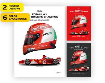 Michael Schumacher Ferrari F2004 Poster: World Champion 2004