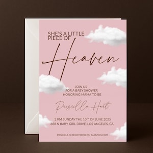 Heaven Sent Baby Girl Shower Invitation (Digital)