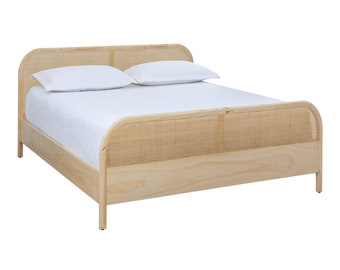 Leith Wood and Rattan Cane Platform Bed