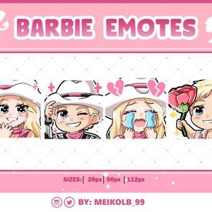 Emotes Barbie, Kawaii mignon pour Twitch / Discord / Streaming / Stickers Discord / Stickers Twitch