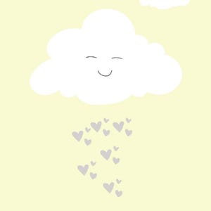 Cloud raining hearts, kids artwork, nursery, children&#39;s room