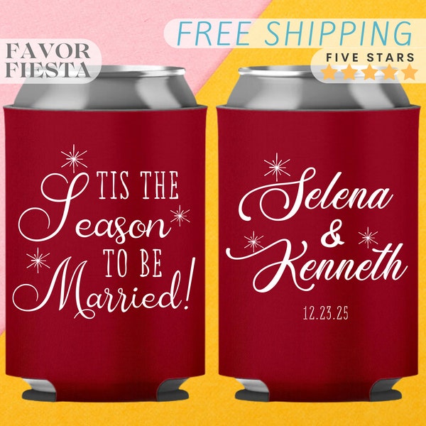 Custom Wedding Can Cooler Customizable Beverage Holder for Winter Wedding Celebrations Wedding Favor for guest in bulk