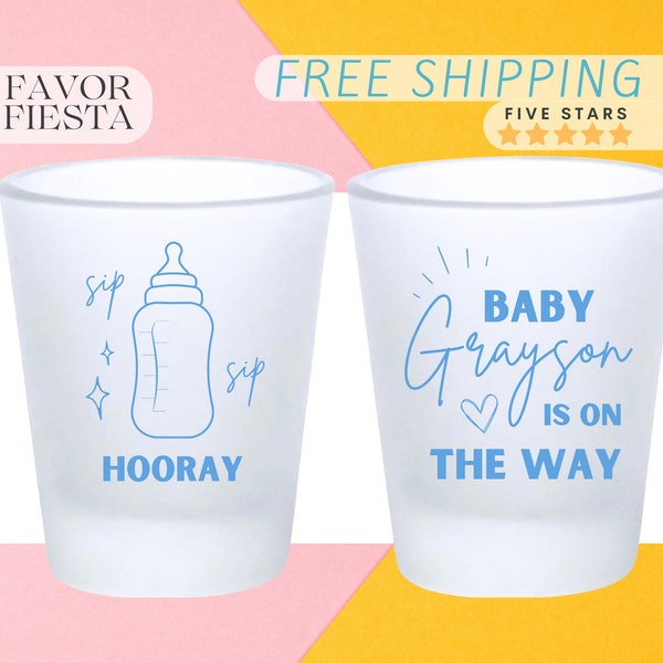 Custom Baby Shower Frosted Shot Glasses Customized Favors for Guests in Bulk