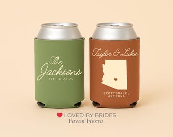 Personalized Any State Wedding Can Coolers | Arizona wedding favor | Custom Wedding Favors for Guests | Destination Wedding Favor | Popular