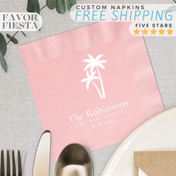 Modern Wedding Napkins, Personalized Napkins, Bridal Shower Personalized Cocktail, Beverage Paper Napkins for Anniversary