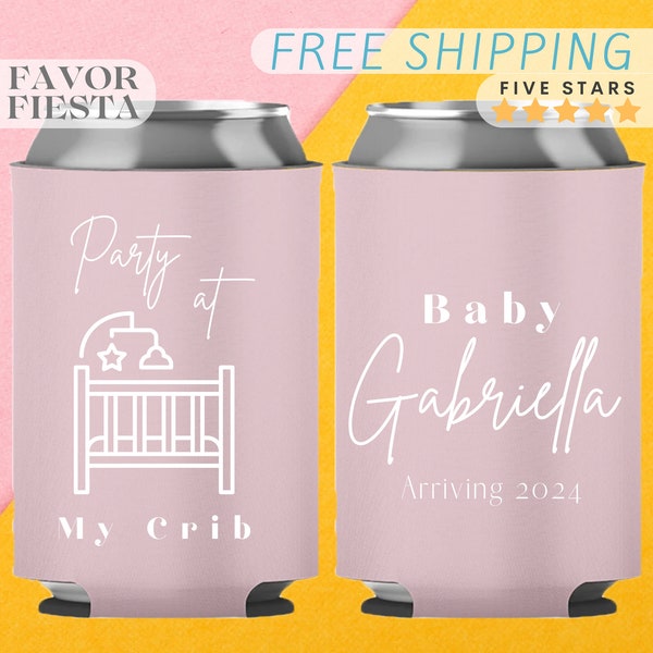 Custom Party at My Crib Baby Shower Can Cooler Customizable Beverage Holder for Baby Shower Favor