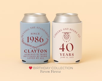Personalized 40th Birthday Can Cooler | Custom Birthday Favor | Drinking Birthday Favor | Beer Lover Birthday | Popular Adult Birthday Favor