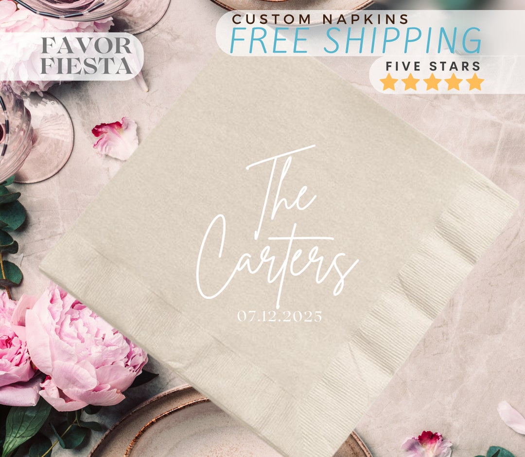 Wedding Napkins for Modern Wedding, Custom Cocktail, Luncheon Napkins