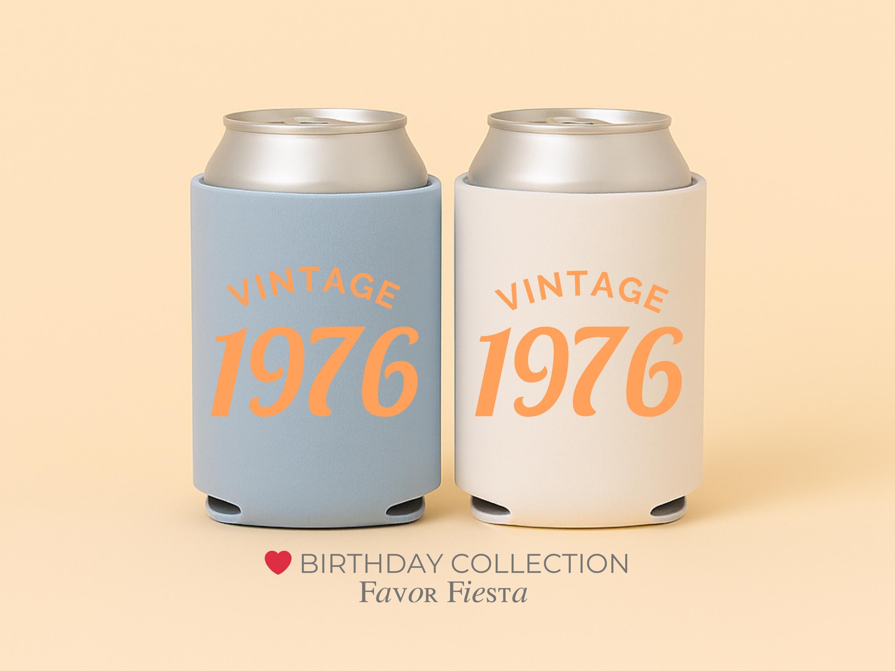 Vintage 1976 Birthday Can Coolers | Personalized Birth Year
