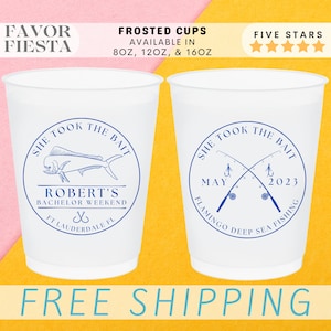 Custom Bachelor Party Frosted Cups Weekend She Took The Bait Personalized Bachelor Favors for Groomsmen