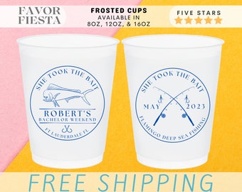 Custom Bachelor Party Frosted Cups Weekend She Took The Bait Personalized Bachelor Favors for Groomsmen
