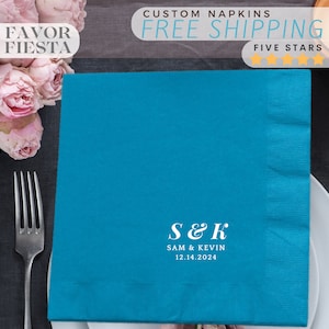 Monogram Wedding Napkins: Custom Beverage, Cocktail, Luncheon Napkins