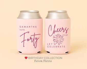 Custom 40th Birthday Can Cooler | Personalized Cheers to 40 Party Favors | Adult Birthday | Milestone Birthday Drink Sleeve | popular