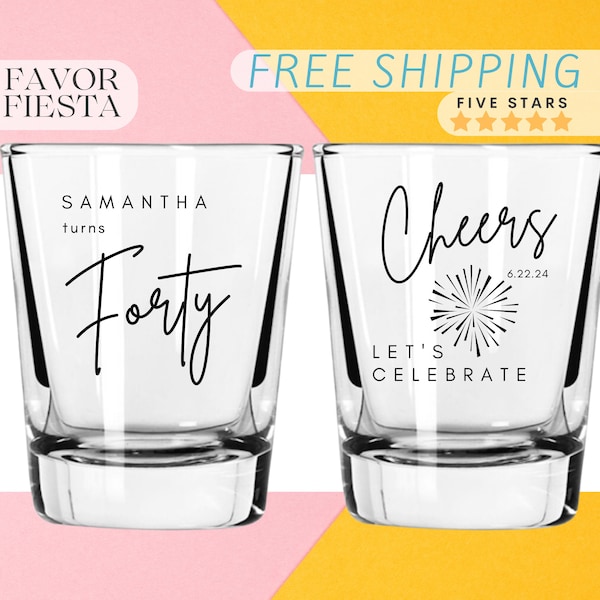 2 Pack 40 And Fabulous Shot Glasses - 2 Oz Black & Gold 40th Birthday Glasses For Men & Women Party Decor - View #6