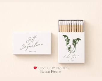 Custom Wedding Matchboxes | Personalized Dog Wedding Favors | Pet Wedding Match Box | Elegant Wedding Table Decor | Bridal Shower Favor