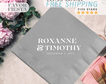 Custom Wedding Napkins, Elegant Wedding Napkins, Personalized Monogram Napkins, Modern Wedding Decor, Minimalist Wedding Napkins | Popular
