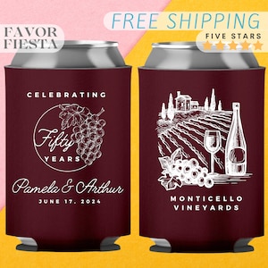 Elegant Vineyard Wedding Anniversary Can Coolers  Cheers to Love & Vino