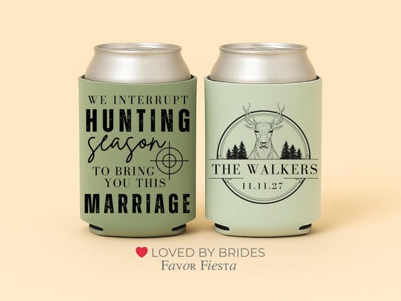 Hunting Wedding Koozie | Custom Wedding Koozie | Rustic Wedding Favor | Personalized Koozie | Outdoor Wedding Can Cooler | Popular
