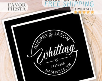 Custom Monogram Wedding Napkins, Personalized Name Napkins, Elegant Wedding Napkins, Anniversary Party Decor, Modern Custom Cocktail Napkins