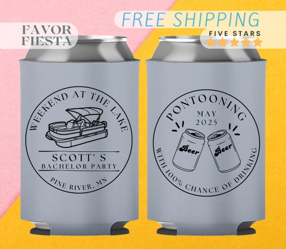 Personalized Can Coolers Set of 10 with Your Text Logo or Image Wedding  Favors Bachelor Party Favors Birthday Party Favors