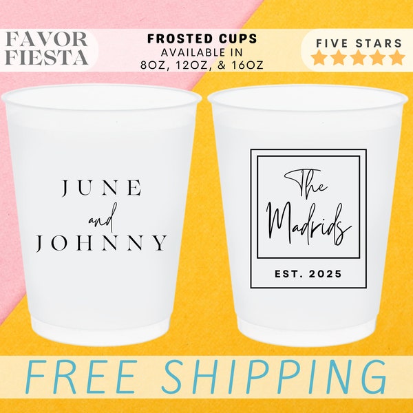 Personalized Wedding Frosted Cups for Bridal Favors in Bulk With Polorid Picture