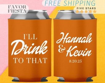Personalized Wedding Can Coolers: &quot;I&#39;ll Drink to That&quot; Party Favors