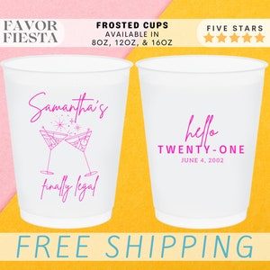 Custom 21st Birthday Frosted Cups Celebrate in Style with Personalized Cups for Party Favors