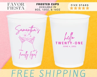 Custom 21st Birthday Frosted Cups Celebrate in Style with Personalized Cups for Party Favors