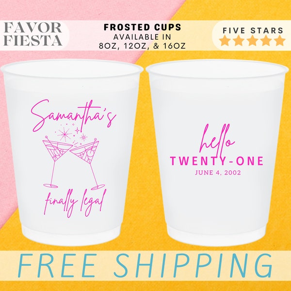 Custom 21st Birthday Frosted Cups Celebrate in Style with Personalized Cups for Party Favors