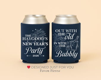 New Year’s Eve Party Can Coolers | Out With the Old In With the Bubbly Favor | Personalized New Year Party Gifts | NYE Party | Custom Favors