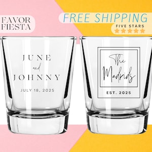 Custom Clear Wedding Shot Glasses Personalized Classy Wedding Favors for Guests in Bulk