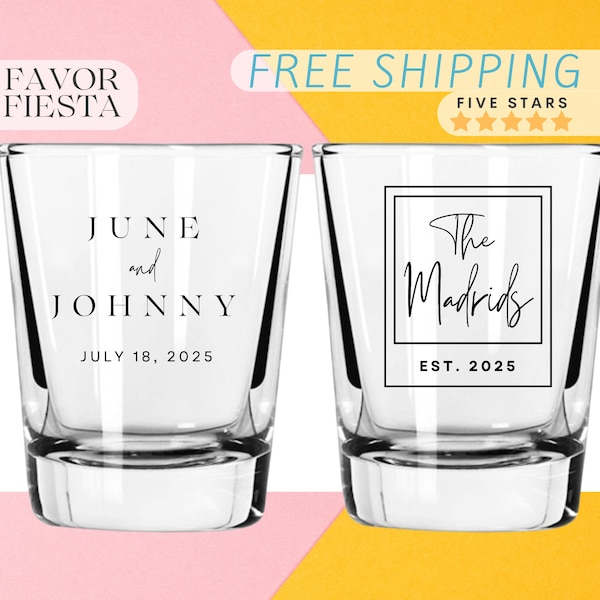 Custom Clear Wedding Shot Glasses Personalized Classy Wedding Favors for Guests in Bulk
