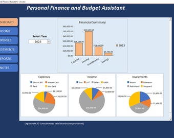 Personal Finance Database | Microsoft Access Budget Software | Income Expense Investment Tracker