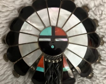 Large Zuni Sunface Bolo Tie