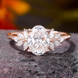 1.5ct IGI Zertifikat Labor gewachsener Diamant Verlobungsring Cluster Marquise Diamant Ehering Rosegold Versprechen Jahrestag Brautring