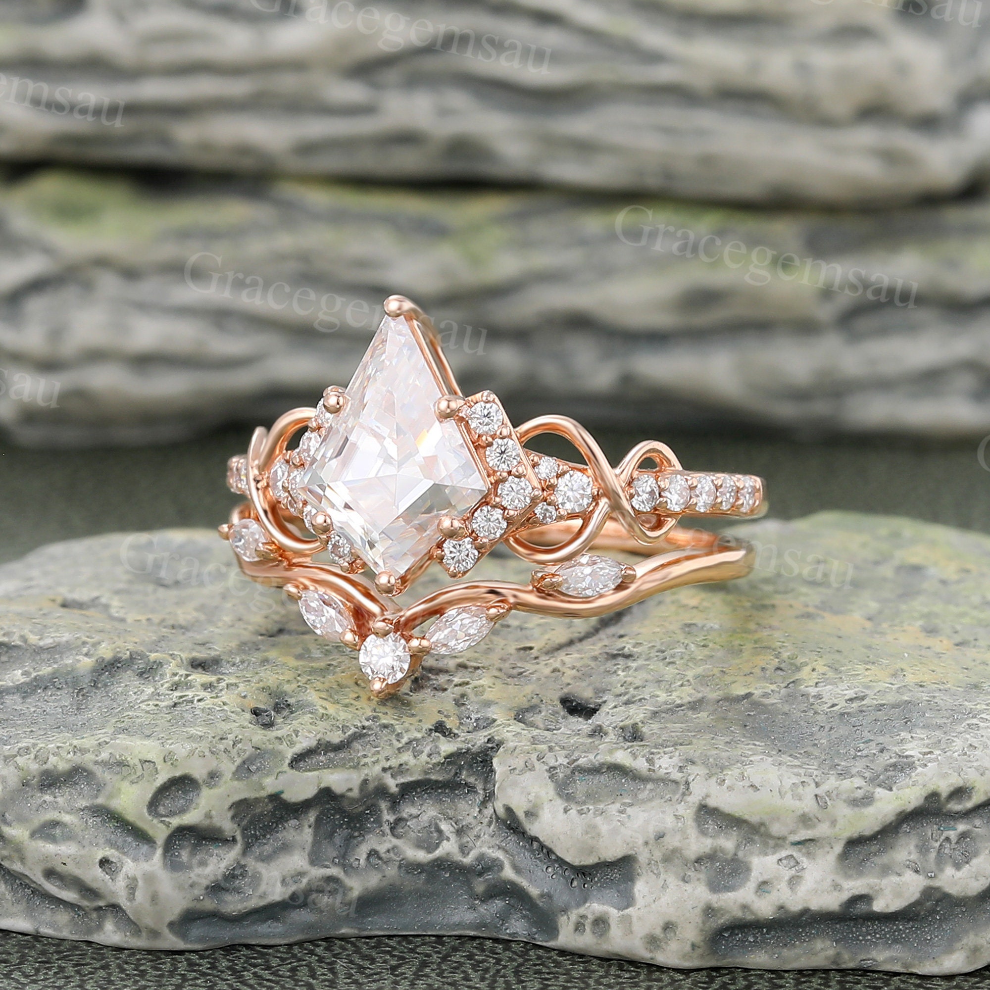 MOISSANITE ゴールドリング 18K RGP印刻 With Certficate Original Solid 18K Gold Moissanite Ring For