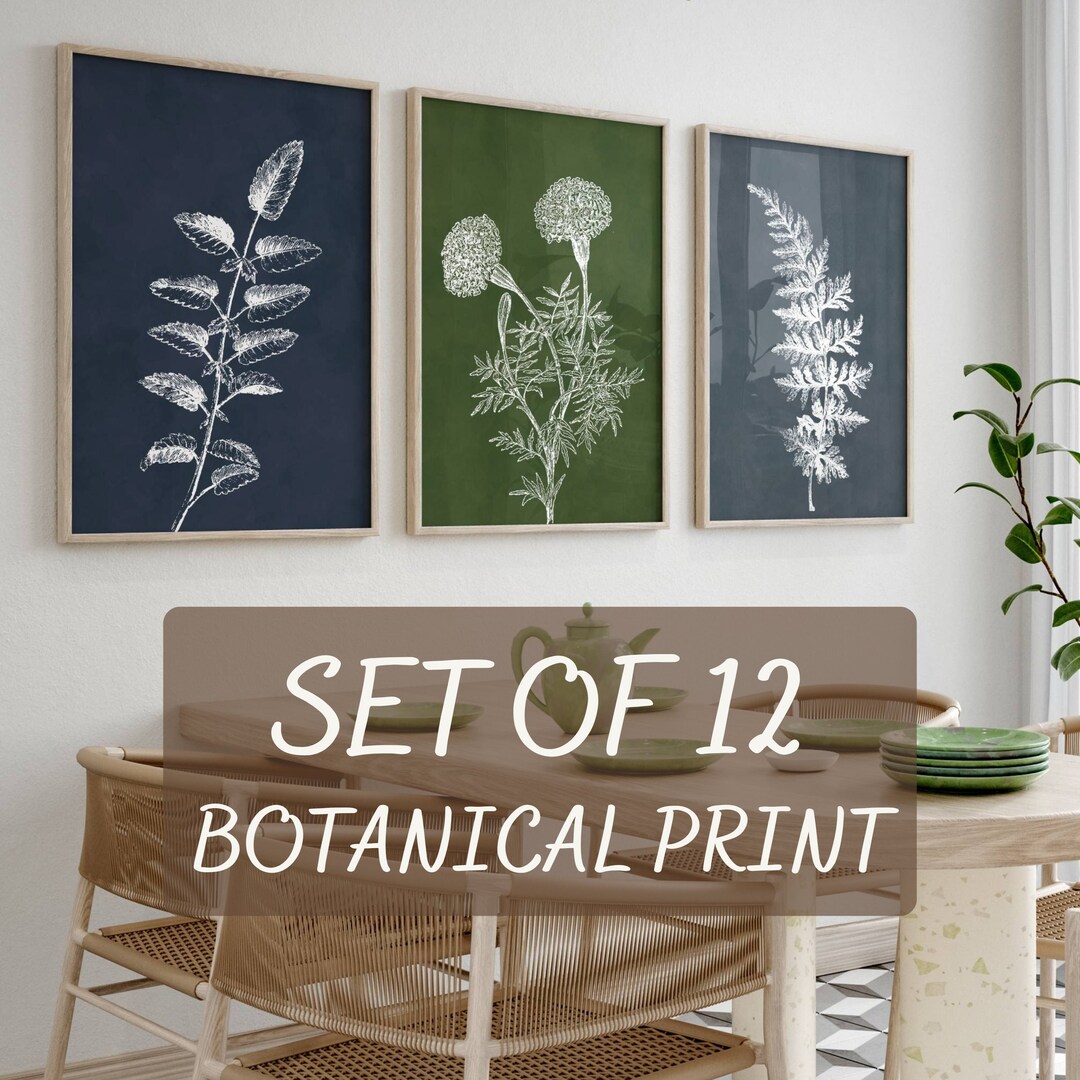 Set of 12 Botanical Prints, Wildflower Prints, Botanical Art, Wall ...