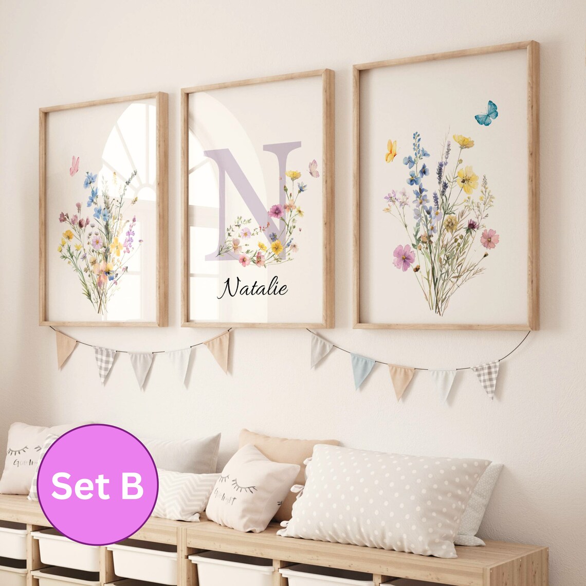 Custom Wildflowers Prints Floral Nursery Wall Art, Boho, Baby Girl ...
