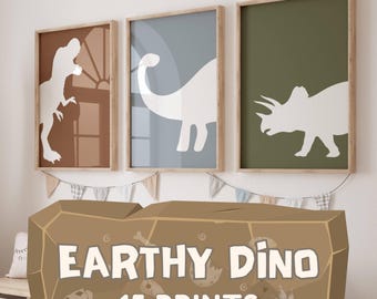 Dinosaur Prints Set: Boys Room Wall Art, Nursery Decor (Digital Download)