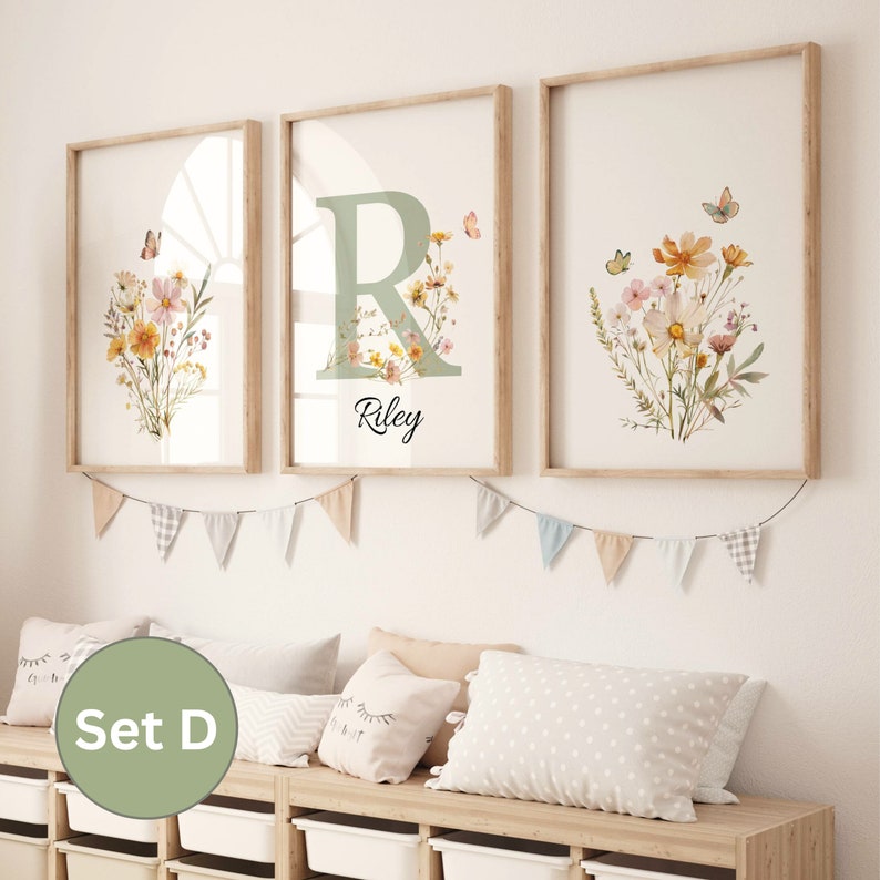 Custom Wildflowers Prints Floral Nursery Wall Art, Boho, Baby Girl ...