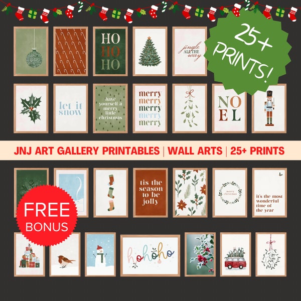Xmas Printable Home Decor, Christmas Wall Art, printable wall art, Christmas Print Set, Christmas printable bundle, Christmas decorations
