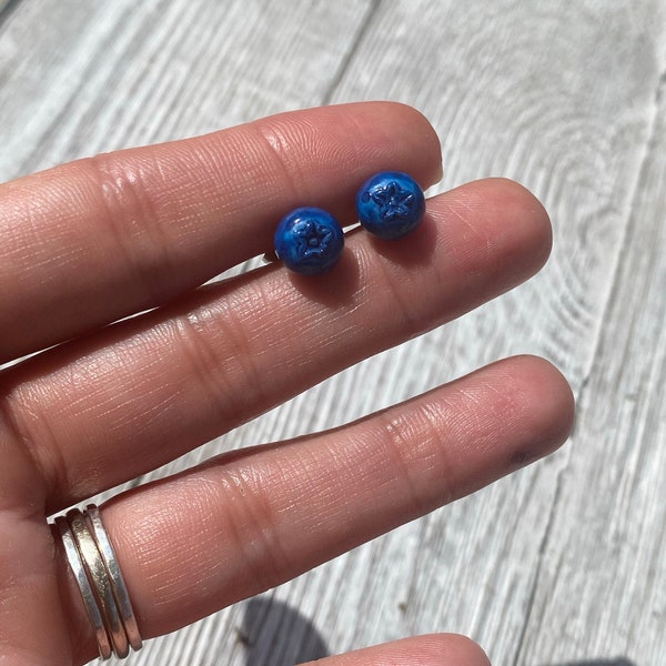 Womens and Girls Blueberry Stud Post Earrings