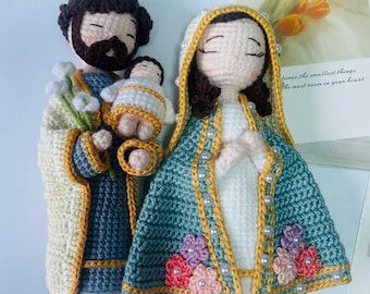 Häkeln Sie die Heilige Familie Krippenpuppen, Jesus Mary Joseph Set, katholisches Geschenk, Ostergeschenk, Muttertagsgeschenk