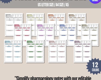 Pharmacology Template, Nursing School Printable, Med Surg Notes Template, Pharmacology Flashcard Template, Nursing Notes Template