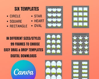 Canva Frame Sticker Bundle Template,  Canva Frame Bundle, Frame Design Bundle, Customizable Canva Frame Templates, Sticker Templates