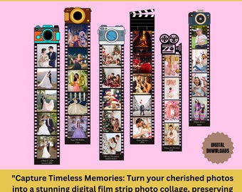 Film Strip Photo Collage, Film Border Photo Booth Strip, Personalized Film Strip Photo, Film Roll Template, Negative Film Frames Kit