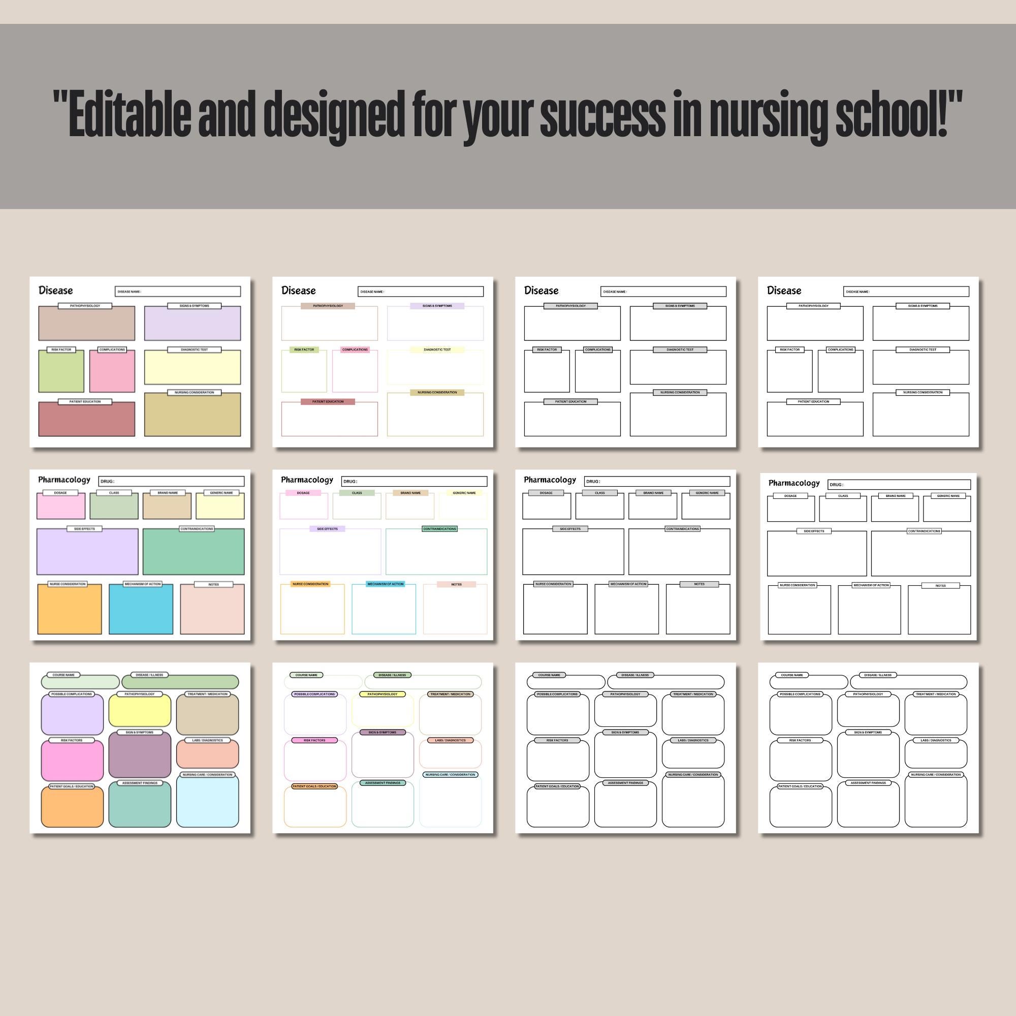 Editable Nursing Concept Map Template, Nurse Concept Map, Nursing ...
