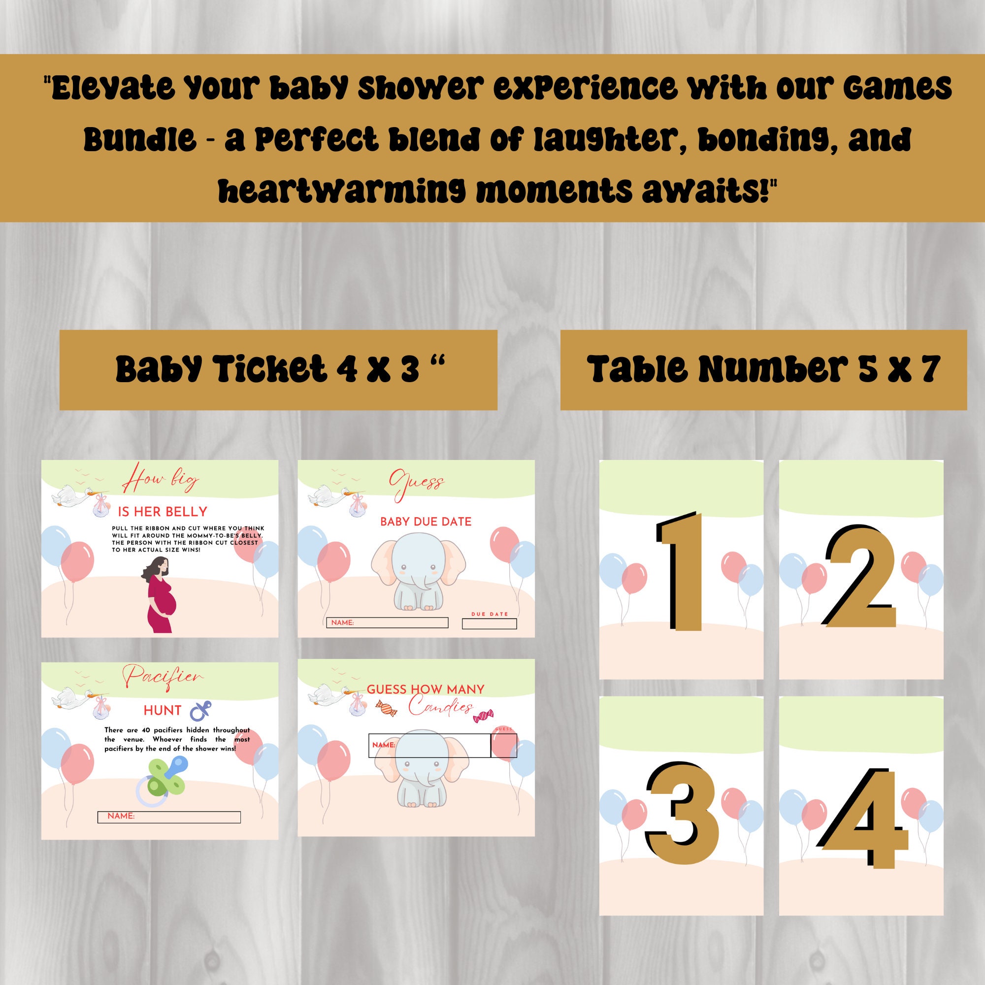 Printable Baby Shower Games Bundle, Editable Modern Baby Shower, Gender ...
